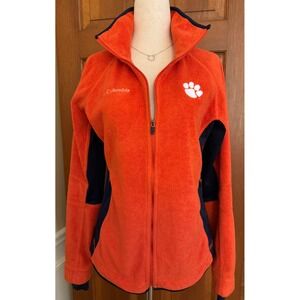 Columbia Clemson Tigers Fleece‎ Full-Zip Up Jacket Womens Med Orange/Navy NCAA